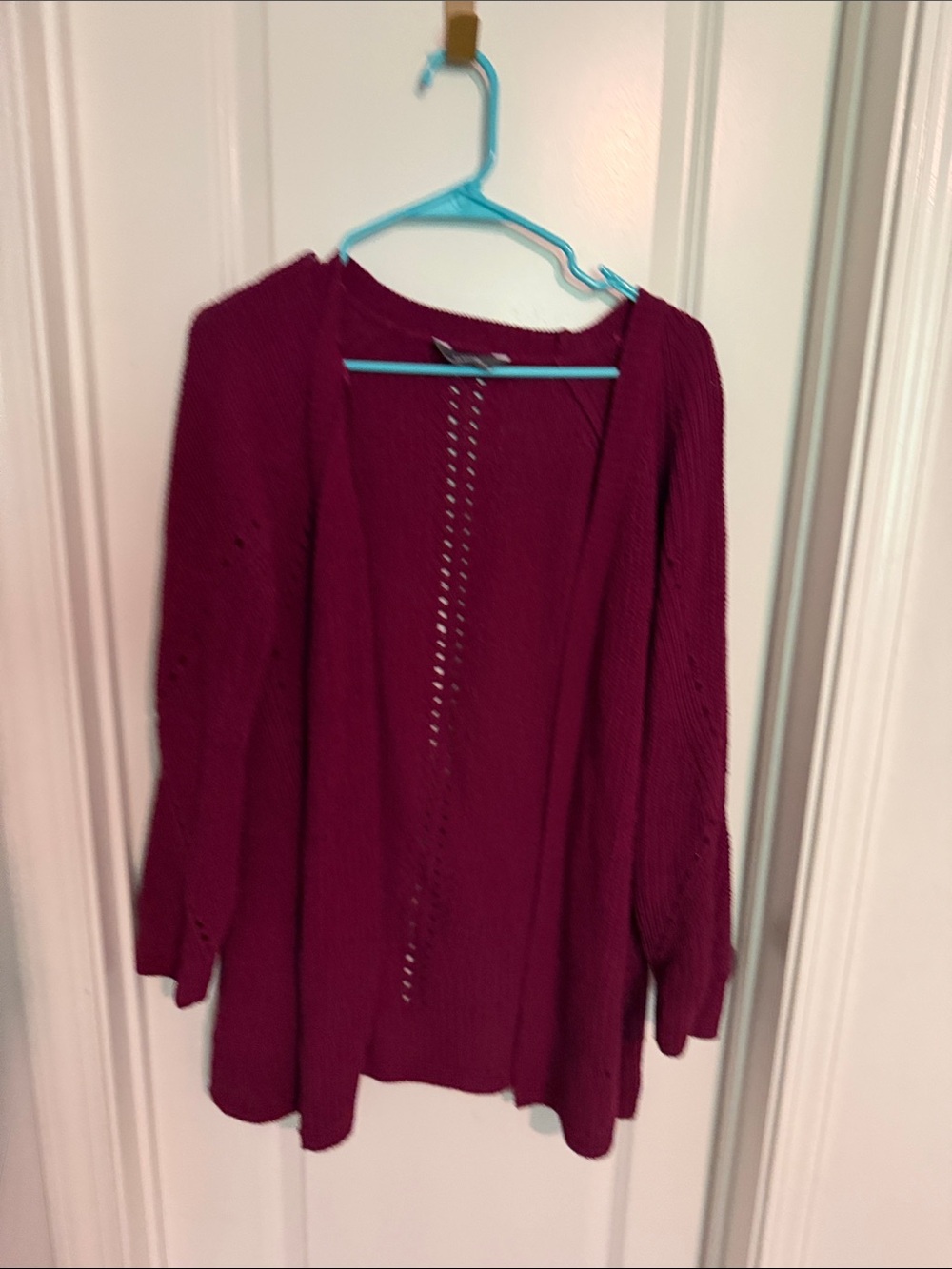 Open-Front Women's Cardigan Sweater in Berry